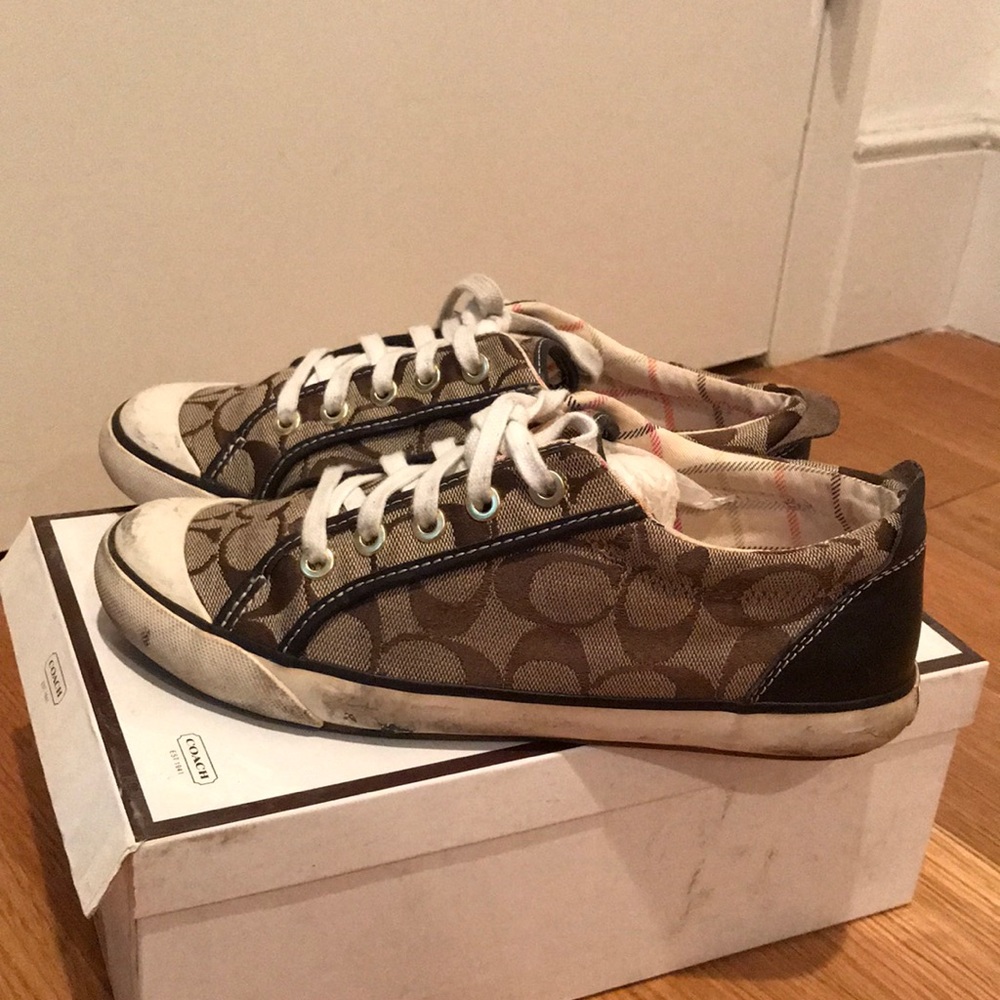 COACH Barrett Khaki&Chocolate Sneakers in Size 7.5